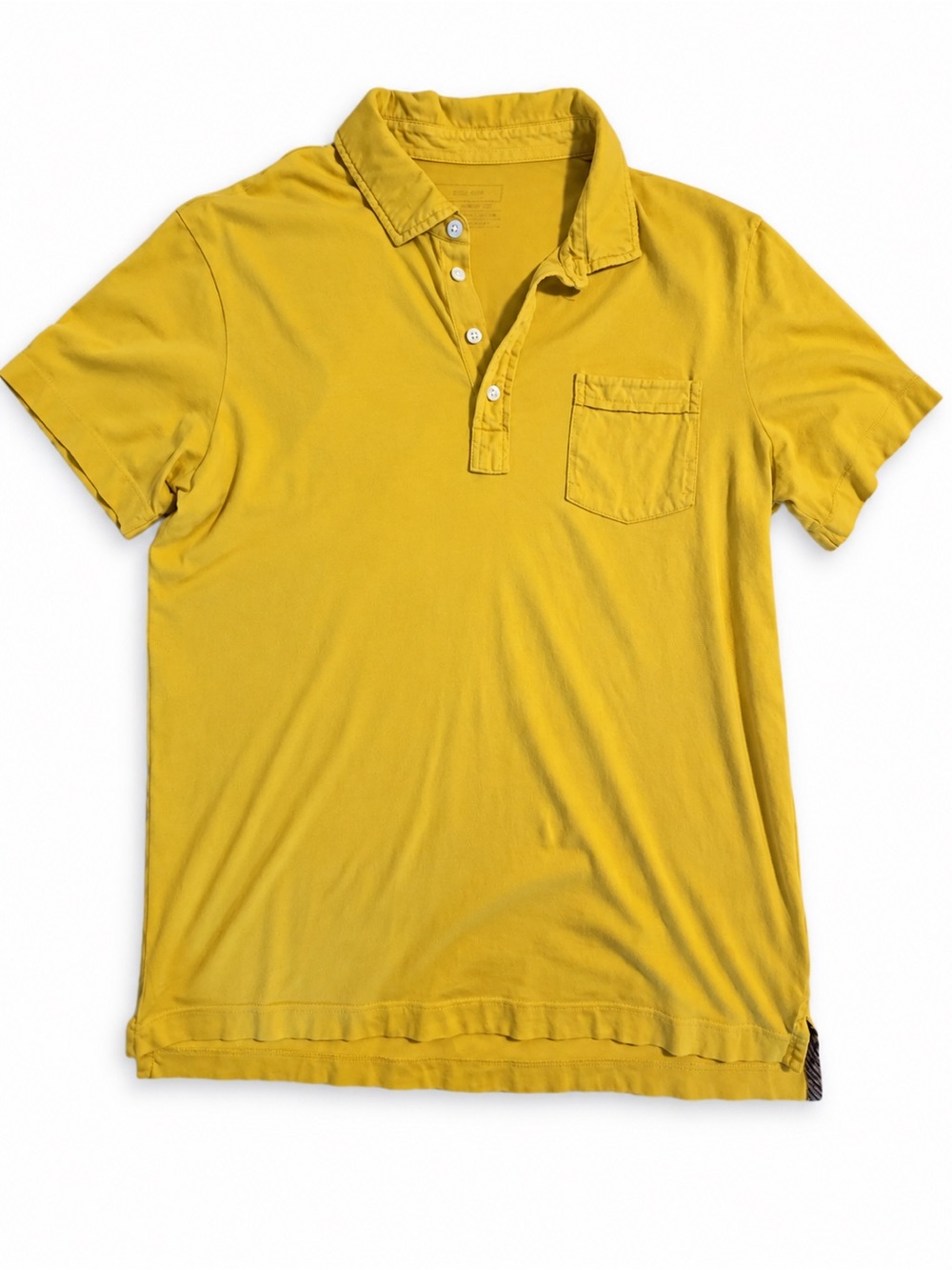 Billy Reid Yellow Short-Sleeve Polo with Chest Pocket